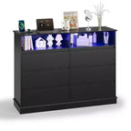 Dresser for Bedroom, 6 Drawer Dresser, Wide Chest of 6 Drawers with Open Space, Modern Large Capacity Storage Cabinet, Living Room, Hallway