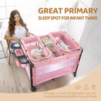 Berceau double pour bébé, berceau rose cododo, convertible en lit cododo et parc, avec roues et freins