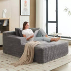 COZONY 49.2 Oversized Convertible Chaise Lounge, Corduroy Cloud Chair/Sofa Bed, 400 lb Capacity