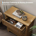 Commode moderne à 3 tiroirs, meuble compact en bois avec poignées métalliques robustes, rangement peu encombrant pour chambre, entrée, couloir