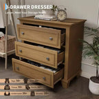 Commode moderne à 3 tiroirs, meuble compact en bois avec poignées métalliques robustes, rangement peu encombrant pour chambre, entrée, couloir