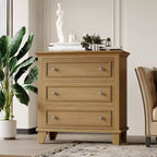 Commode moderne à 3 tiroirs, meuble compact en bois avec poignées métalliques robustes, rangement peu encombrant pour chambre, entrée, couloir
