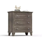 Commode moderne à 3 tiroirs, meuble compact en bois avec poignées métalliques robustes, rangement peu encombrant pour chambre, entrée, couloir