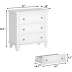Commode moderne à 3 tiroirs, meuble compact en bois avec poignées métalliques robustes, rangement peu encombrant pour chambre, entrée, couloir