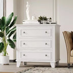 Commode moderne à 3 tiroirs, meuble compact en bois avec poignées métalliques robustes, rangement peu encombrant pour chambre, entrée, couloir
