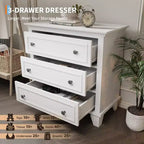Commode moderne à 3 tiroirs, meuble compact en bois avec poignées métalliques robustes, rangement peu encombrant pour chambre, entrée, couloir