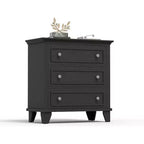 Commode moderne à 3 tiroirs, meuble compact en bois avec poignées métalliques robustes, rangement peu encombrant pour chambre, entrée, couloir