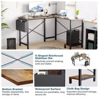 Bureau d'ordinateur d'angle en L de 50 pouces avec étagère de rangement pour UC, avec pochette latérale, pour bureau, salon, bureau d'étude