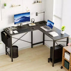 Okak 50IN L Shaped Computer Desk with CPU Storage Shelf, Corner Desk with Side Bag, Computer Desk for Office, Living Room, Study