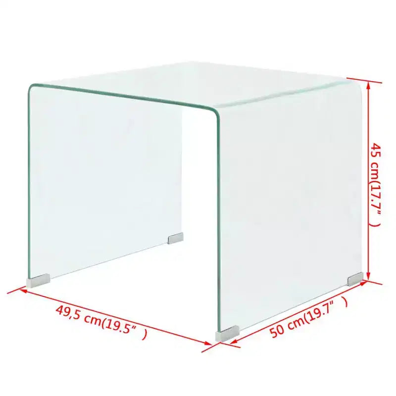 Table basse moderne transparente - Table en verre trempé de sécurité - Meuble compact adapté au salon ou à la chambre à coucher - 19,5x19,7x17,7