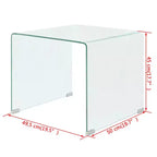 Table basse moderne transparente - Table en verre trempé de sécurité - Meuble compact adapté au salon ou à la chambre à coucher - 19,5x19,7x17,7