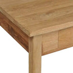 Table basse en teck massif avec deux tiroirs - Table de style rustique marron pour salon et séjour, montage facile