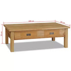 Table basse en teck massif avec deux tiroirs - Table de style rustique marron pour salon et séjour, montage facile