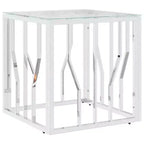 vidaXL Coffee Table Silver, Marble Stainless Steel, Tempered Glass Medium - Silver Glass