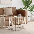 Table basse argentée, marbre acier inoxydable, verre trempé moyen - Verre argenté