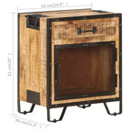 Table de Chevet 43x30x51 cm Bois de Manguier Massif Brut - Durable, Style Industriel, Table de Nuit, Marron et Noir, Rangement Spacieux