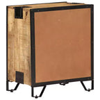Table de Chevet 43x30x51 cm Bois de Manguier Massif Brut - Durable, Style Industriel, Table de Nuit, Marron et Noir, Rangement Spacieux