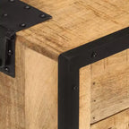 Table de Chevet 43x30x51 cm Bois de Manguier Massif Brut - Durable, Style Industriel, Table de Nuit, Marron et Noir, Rangement Spacieux
