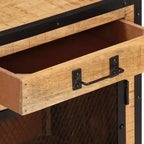 Table de Chevet 43x30x51 cm Bois de Manguier Massif Brut - Durable, Style Industriel, Table de Nuit, Marron et Noir, Rangement Spacieux