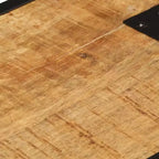 Table de Chevet 43x30x51 cm Bois de Manguier Massif Brut - Durable, Style Industriel, Table de Nuit, Marron et Noir, Rangement Spacieux