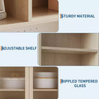 Meuble de rangement haut de 180 cm avec 2 portes vitrées, armoire de cuisine sur pied avec étagères réglables, buffet de ferme pour salle à manger