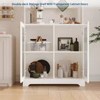 Meuble de rangement haut de 180 cm avec 2 portes vitrées, armoire de cuisine sur pied avec étagères réglables, buffet de ferme pour salle à manger