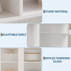 Meuble de rangement haut de 180 cm avec 2 portes vitrées, armoire de cuisine sur pied avec étagères réglables, buffet de ferme pour salle à manger