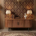 JVNOXK 47 Walnut Modern TV Stand with Sliding Door & Storage Compartment