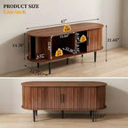 Meuble TV moderne 47 po en noyer avec porte coulissante et compartiment de rangement