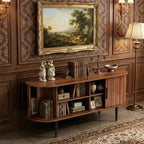 Meuble TV moderne 47 po en noyer avec porte coulissante et compartiment de rangement