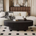Table basse ovale avec rangement, table basse moderne en bois pour salon, noire
