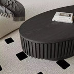 Table basse ovale avec rangement, table basse moderne en bois pour salon, noire