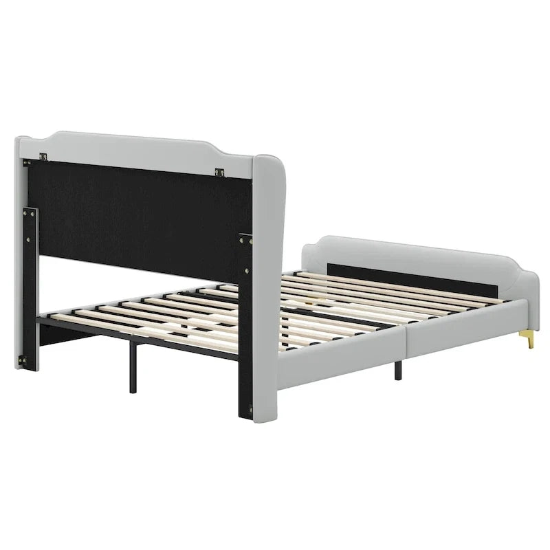 Lit moderne en similicuir capitonné