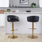 Lot de 2 tabourets de bar réglables Claire Or/PU noir