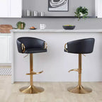 Lot de 2 tabourets de bar réglables Claire Or/PU noir