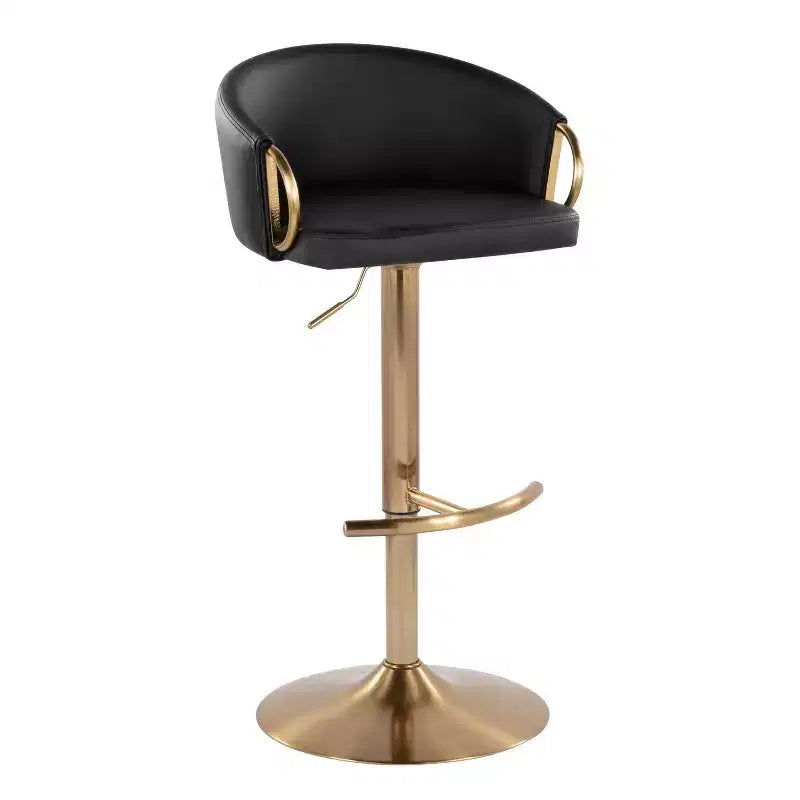 Lot de 2 tabourets de bar réglables Claire Or/PU noir
