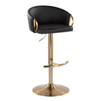 Lot de 2 tabourets de bar réglables Claire Or/PU noir