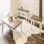 Table basse ivoire/brun clair -.