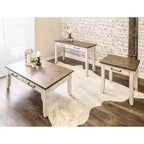 Table basse ivoire/brun clair -.