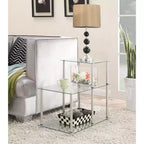 Table d'appoint à 3 niveaux en verre classique clair