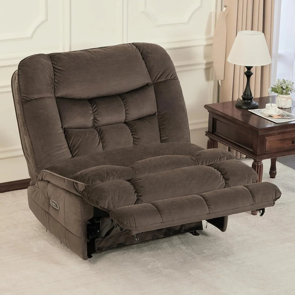 MCombo Fauteuil inclinable électrique sans accoudoirs surdimensionné à double moteur, inclinable Zeroarms parfait pour le salon en tissu PR607