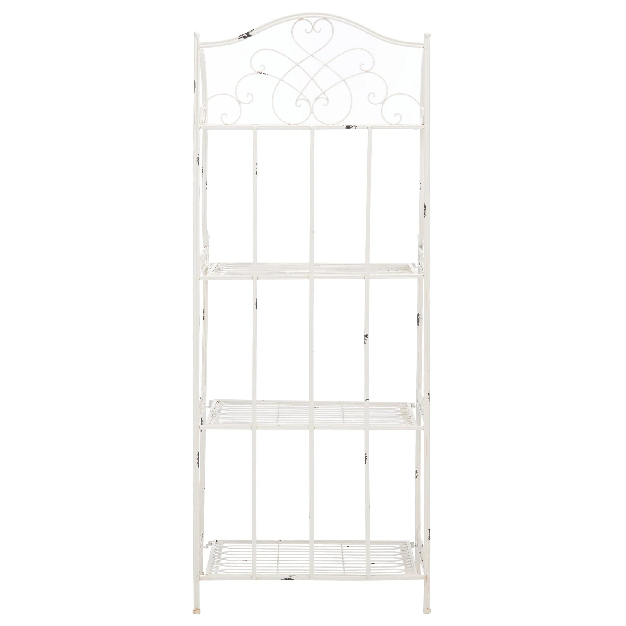 SAFAVIEH Bryn Étagère de boulanger d'extérieur victorienne en fer forgé à 4 niveaux - 63,5 cm l x 38,1 cm P x 160 cm H - 25L x 15P x 63H