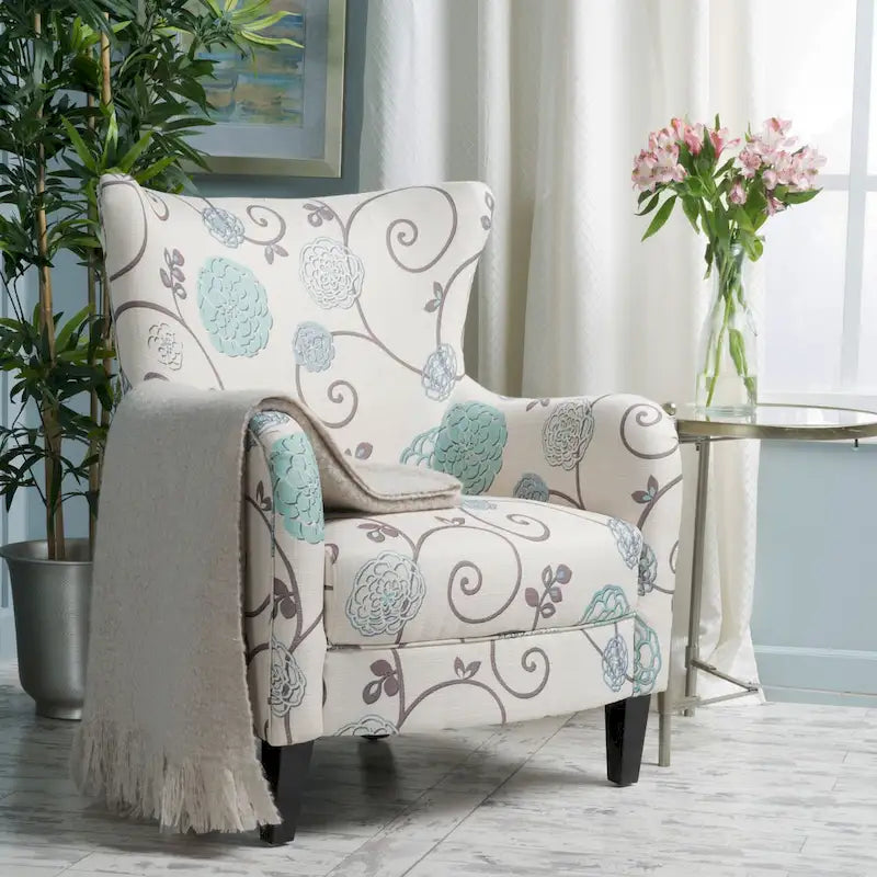 Fauteuil rembourré à dossier haut avec pieds en bois Modern Retro 30.25 pour le salon