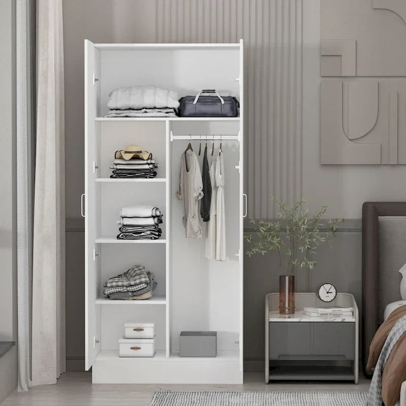 Armoire de chambre autonome à 2 portes avec tringle à vêtements