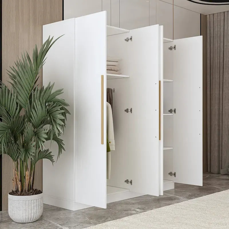 Armoire moderne autoportante en bois massif avec étagères de rangement