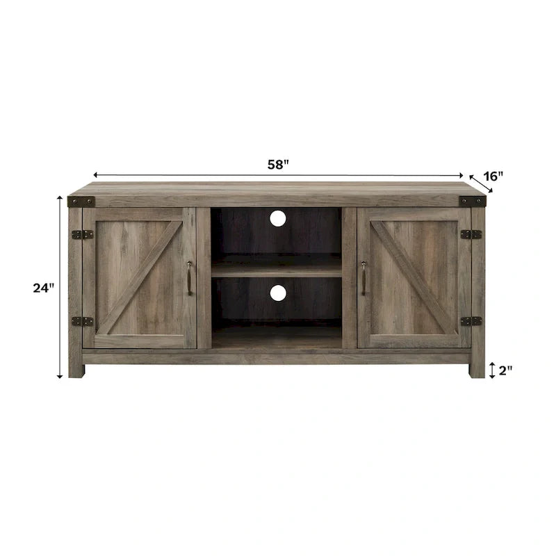 Meuble TV avec porte de grange Middlebrook Firebranch 58 pouces