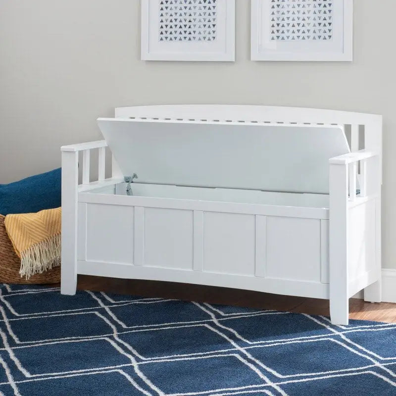 Banc d'entrée Migdalia avec rangement, dossier à lattes et plateau relevable