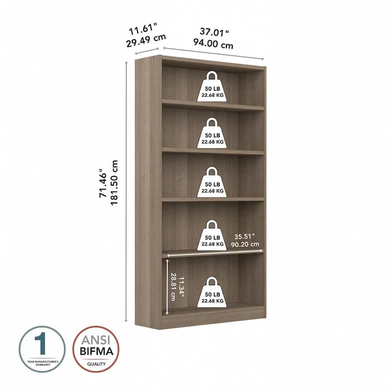 Bibliothèque haute à 5 étagères Universal de Bush Furniture