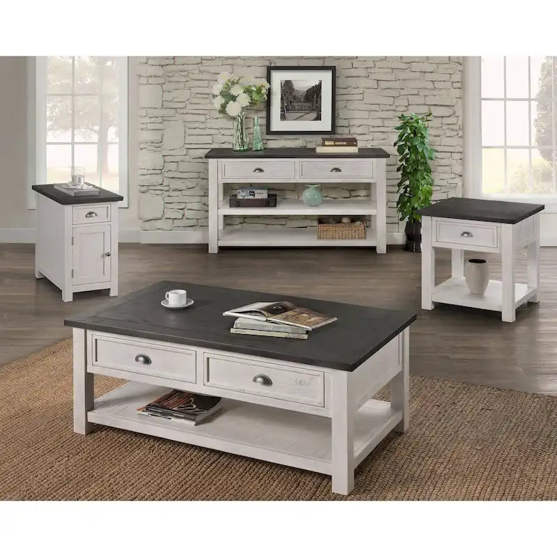 Table d'appoint de chevet Monterey en bois massif avec prises de courant cachées