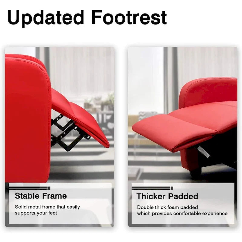 Fauteuil inclinable à dossier basculant en similicuir, marron / noir / gris / kaki / rouge / beige, simple